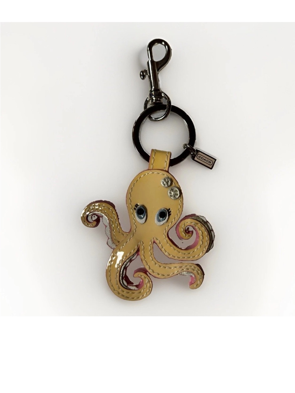 Coach Octopus Bag Charm, 2006-Style: (#92926) Yellow Patent Leather, Rhinestones